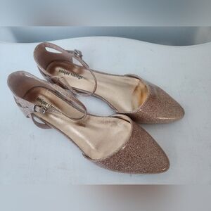 Unique Vintage "Libby" Champagne Glitter Flats - Size 10 Never Worn